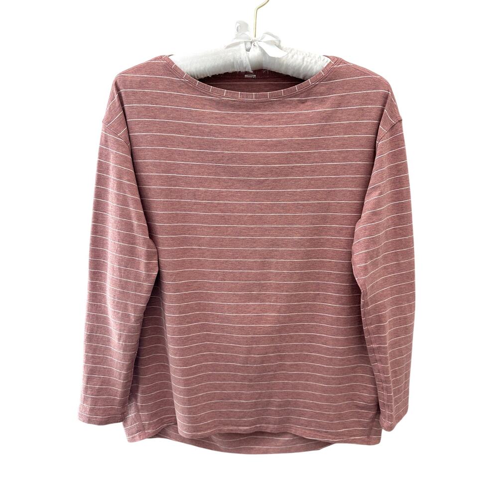 LULULEMON Back In Action Striped Long Sleeve Top Pink White Relaxed Fit | Size 6